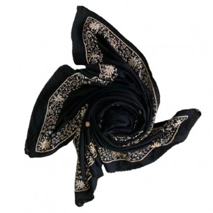 BLACK COLOUR PASHMINA SHAWL WITH PEARL WORK [LADIES]