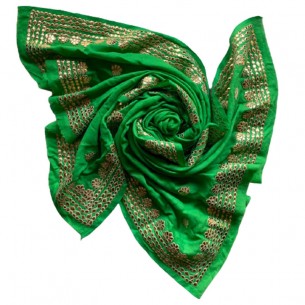 GREEN COLOUR PASHMINA SHAWL WITH DUBKA WORK [LADIES]