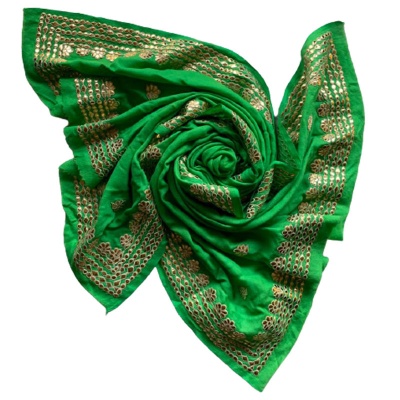 GREEN COLOUR PASHMINA SHAWL WITH DUBKA WORK [LADIES]