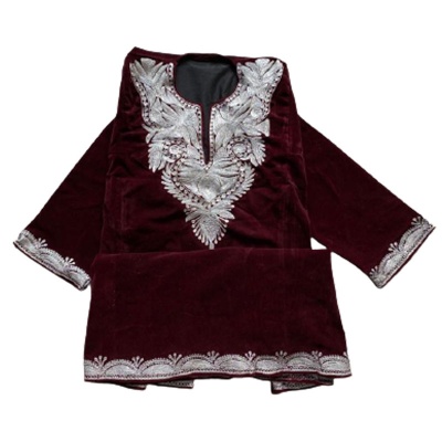 MAROON COLOUR VELVET PHIRAN WITH TILLA WORK